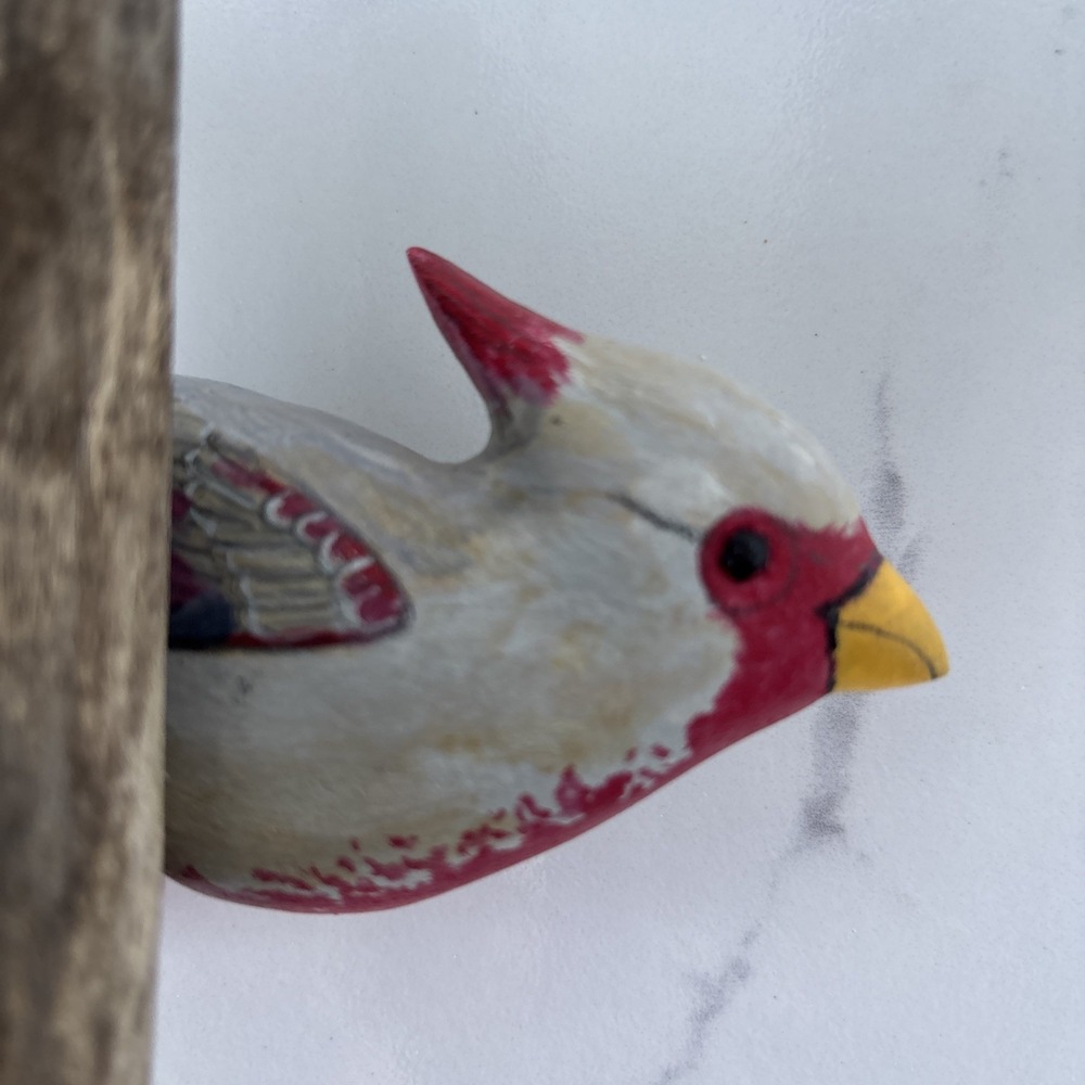 Vintage Hand Carved Wood Desert Cardinal Bird Signed RE Mumford ~ Purdue - Picture 2 of 16